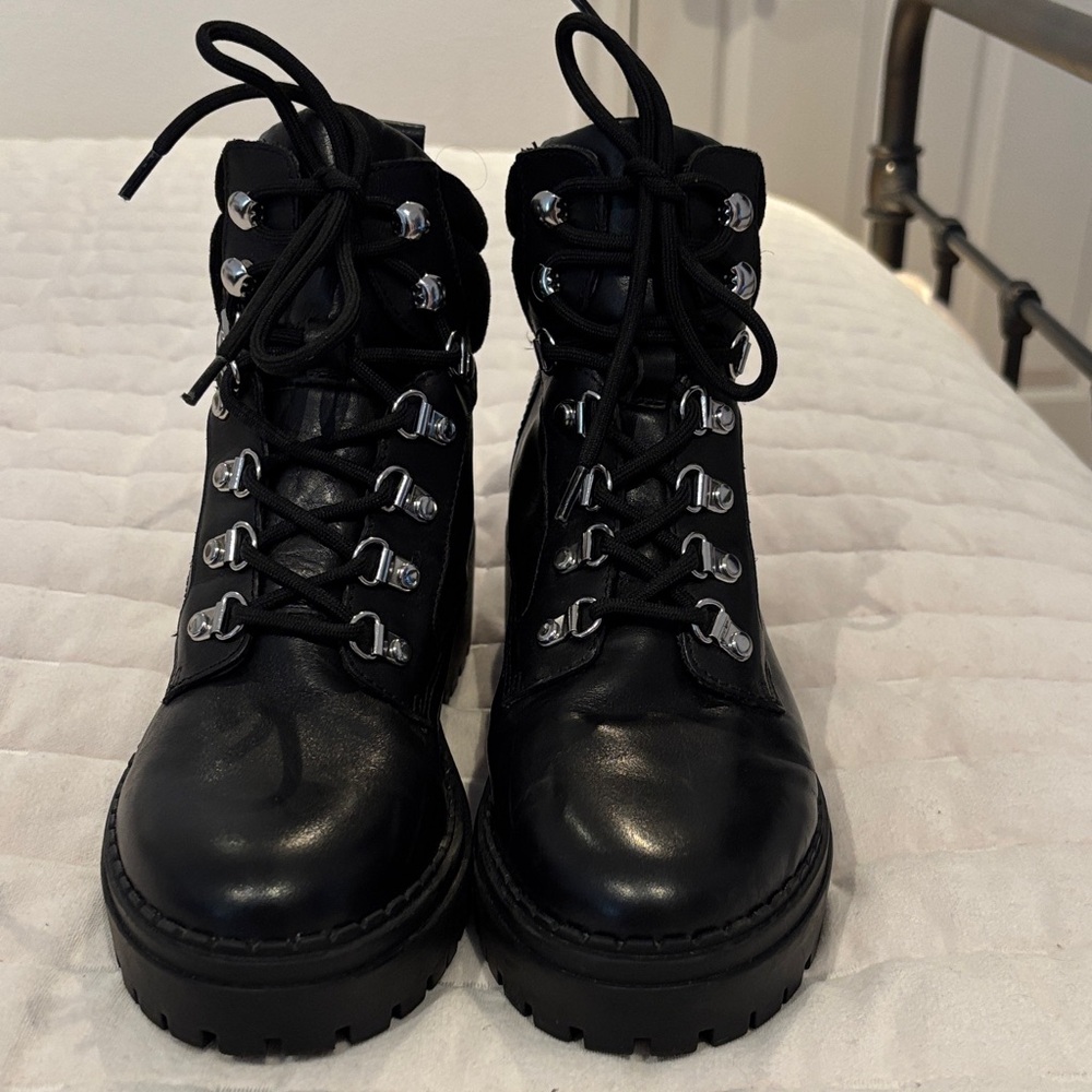 Marc Fisher NEOT Black Lace-Up Boots